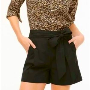 Tie Waist Cotton Poplin Shorts